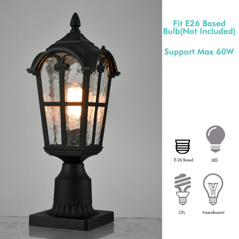Industrial Outdoor Post Light Pillar Lantern with Pier Mount Matte Black